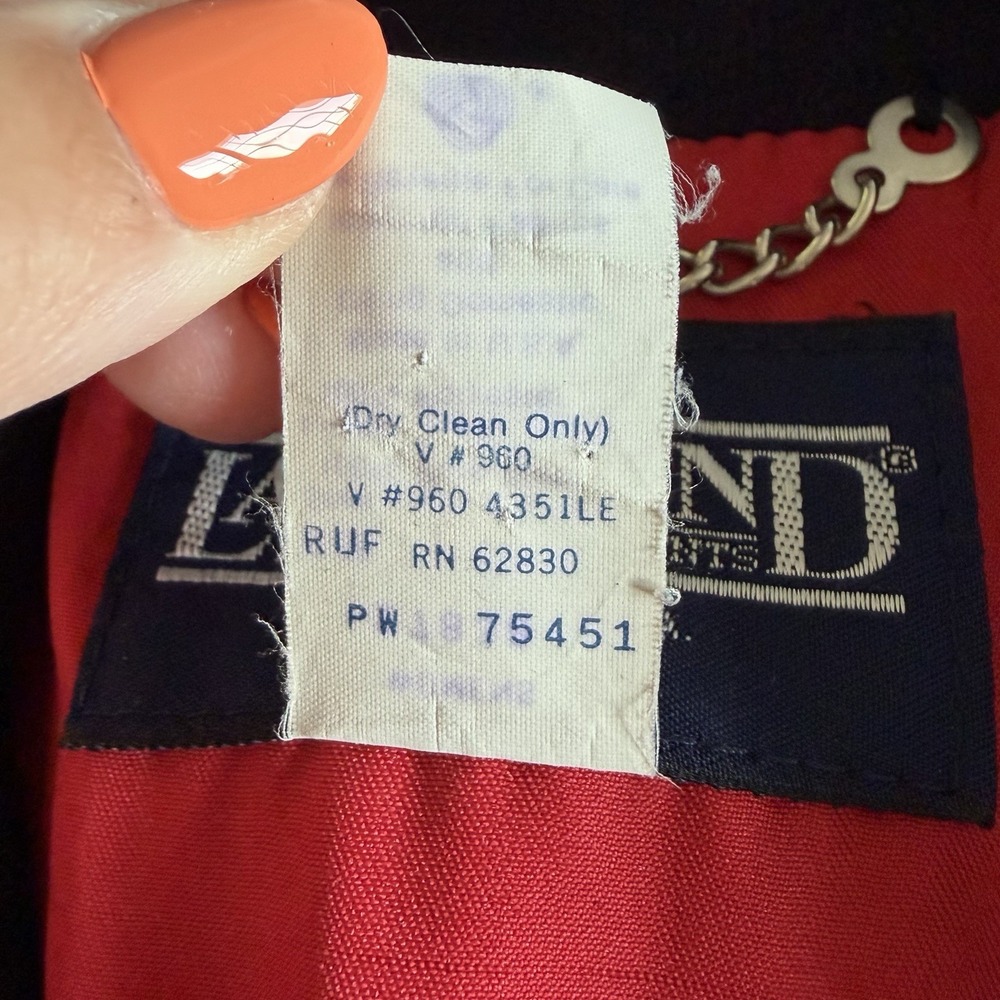 VTG Lands End Womens Size 16 100% Pure Wool Navy Peacoat Nautical USA Preppy - Picture 5 of 13